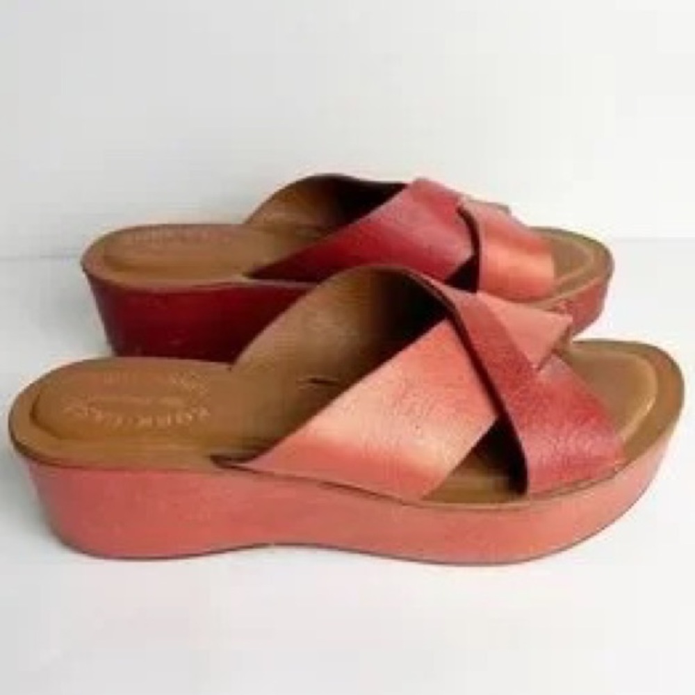 Kork Ease Leather Wedge Sandals